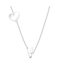 Heart with V Silver Necklace SPE-5743